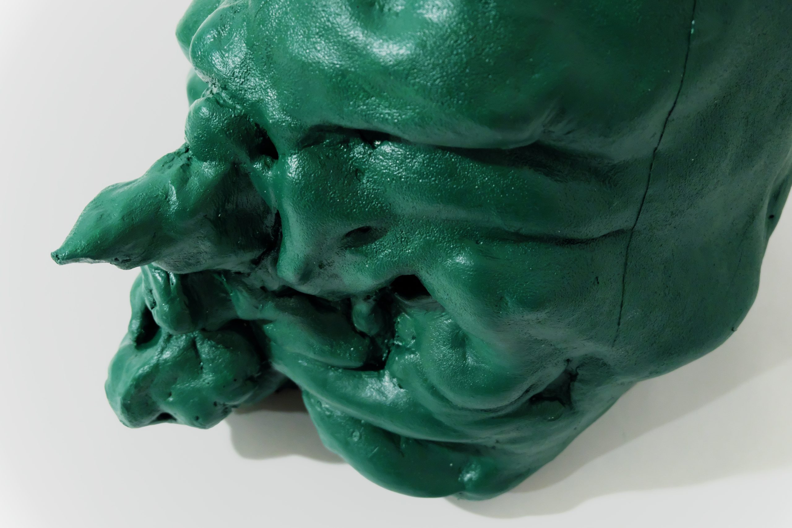 Ibba testa orizzontale Testa verde persiana (gesso, vernice; 35cmx25cmx35cm) DSCF2693
